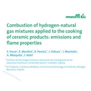 Combustion of hydrogen-natural gas mixtures applied to the cooking of ceramic products: emissions and flame properties screenshot